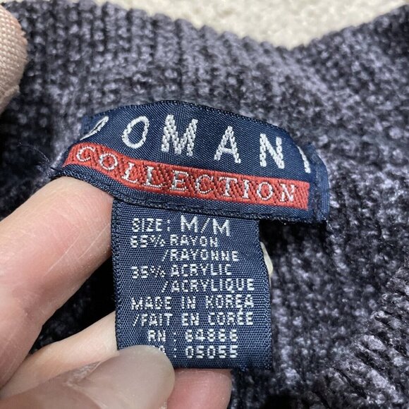 VTG Domani Collection Chenille Sweater Men's Medium Gray Soft Textured Stripes - Picture 6 of 8